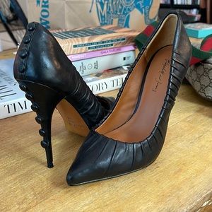 Elizabeth and James black leather heels. Size 6. 5” stiletto heel.